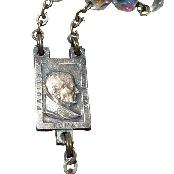 Catholic Rosary Crystal Aurora Borealis Beads Prayer Beads Crucifix Vatican - Picture 2 of 5